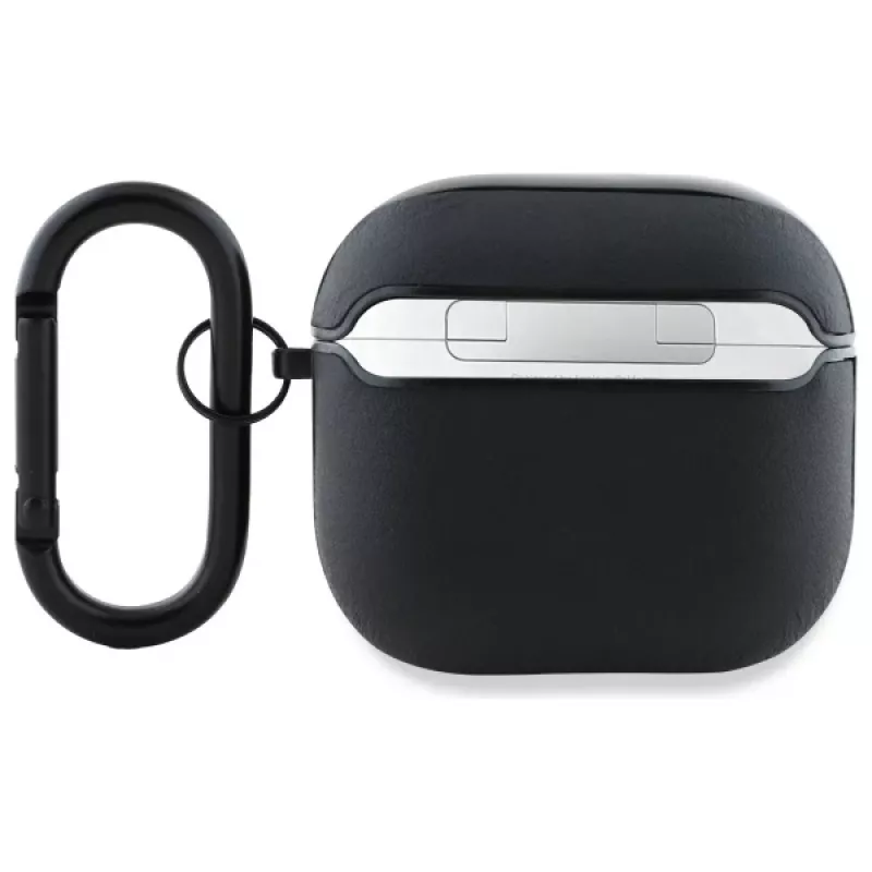 AMG AMA4SLWK AirPods 4 Θήκη Μαύρο Δέρμα Λευκό Λογότυπο