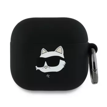 Karl Lagerfeld KLA4RUNCHK Θήκη AirPods 4 Black Σιλικόνης Choupette Head 3D