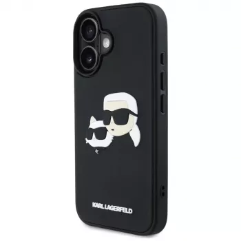 KARL LAGERFELD HC 3D Rubber DoubleHeads Θήκη για iPhone 16, Μαύρο
