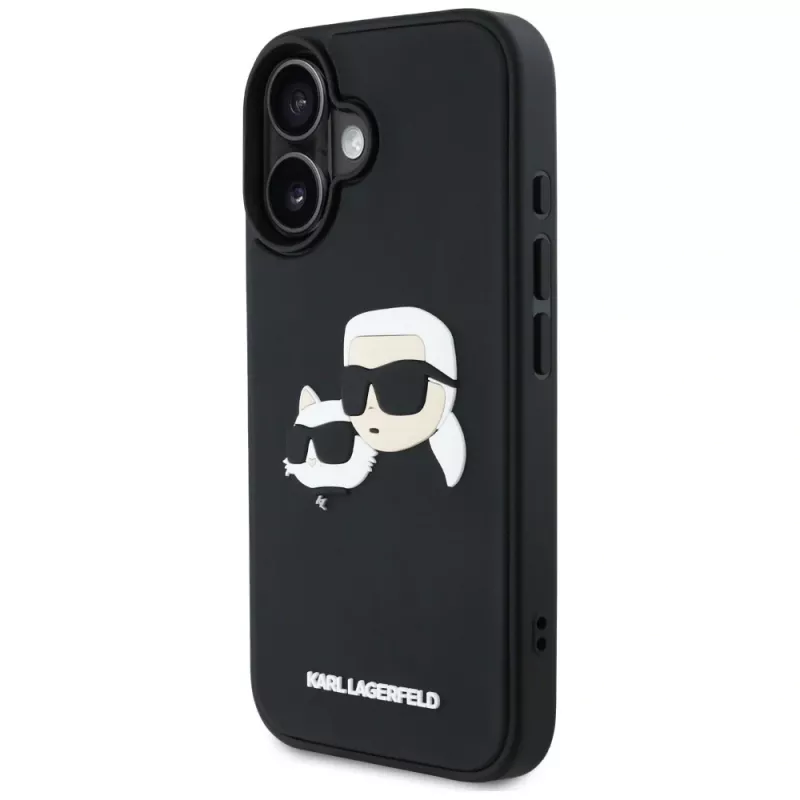 KARL LAGERFELD HC 3D Rubber DoubleHeads Θήκη για iPhone 16, Μαύρο