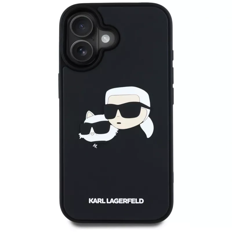 KARL LAGERFELD HC 3D Rubber DoubleHeads Θήκη για iPhone 16, Μαύρο