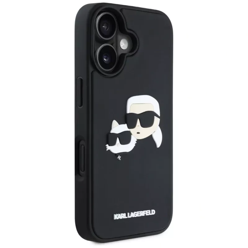KARL LAGERFELD HC 3D Rubber DoubleHeads Θήκη για iPhone 16, Μαύρο