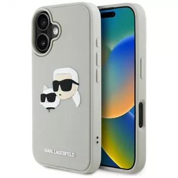 KARL LAGERFELD HC 3D Rubber DoubleHeads Θήκη για Apple iPhone 16 - Μπεζ