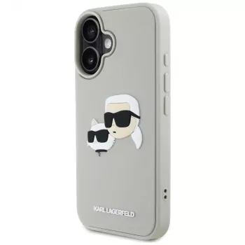 KARL LAGERFELD HC 3D Rubber DoubleHeads Θήκη για Apple iPhone 16 - Μπεζ
