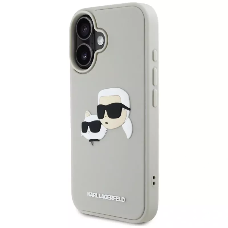 KARL LAGERFELD HC 3D Rubber DoubleHeads Θήκη για Apple iPhone 16 - Μπεζ