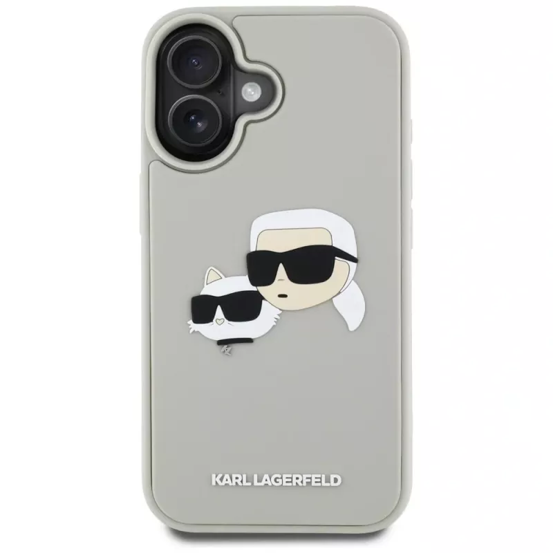 KARL LAGERFELD HC 3D Rubber DoubleHeads Θήκη για Apple iPhone 16 - Μπεζ