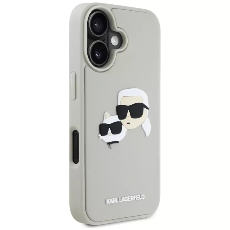 KARL LAGERFELD HC 3D Rubber DoubleHeads Θήκη για Apple iPhone 16 - Μπεζ