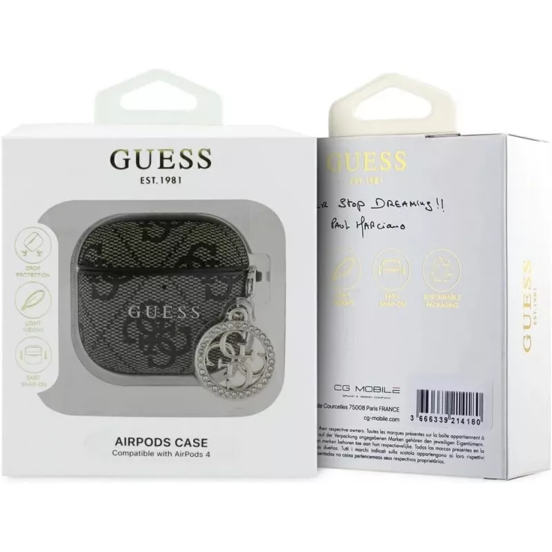Guess 4G Strass Charm Προστατευτική Θήκη για Apple AirPods 4, Καφέ