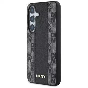 DKNY Leather Checkered Pattern MagSafe Case για Samsung Galaxy S25, Μαύρο
