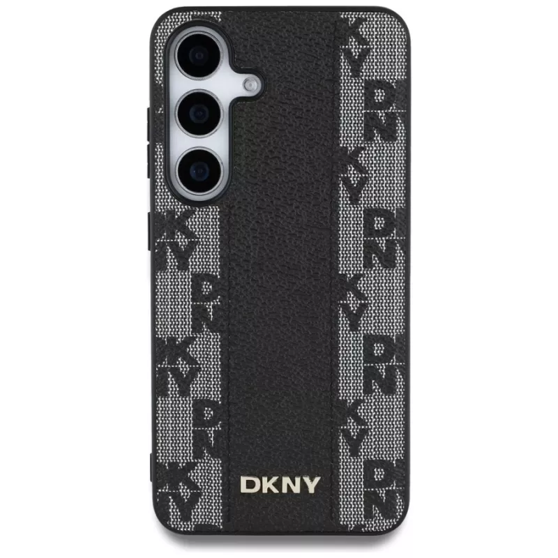 DKNY Leather Checkered Pattern MagSafe Case για Samsung Galaxy S25, Μαύρο