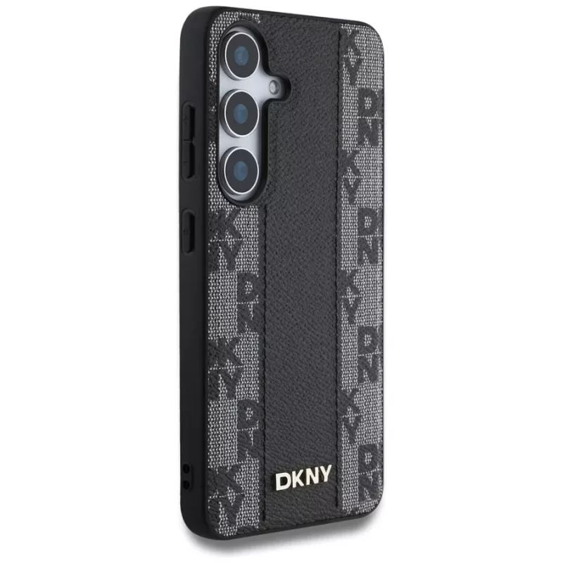 DKNY Leather Checkered Pattern MagSafe Case για Samsung Galaxy S25, Μαύρο