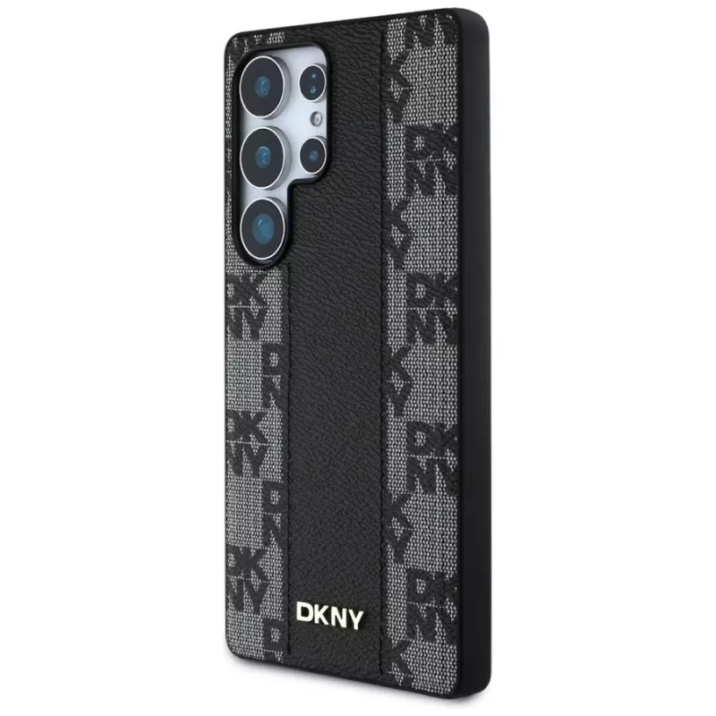 DKNY Δερμάτινη Checkered Pattern MagSafe Θήκη για Samsung Galaxy S25 Ultra Μαύρο