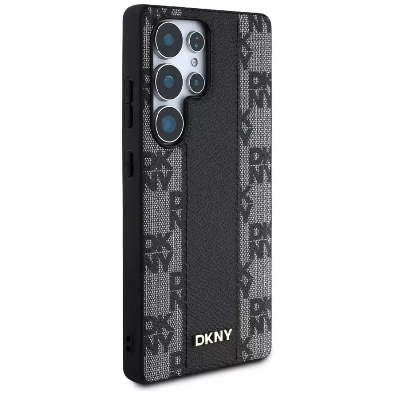 DKNY Δερμάτινη Checkered Pattern MagSafe Θήκη για Samsung Galaxy S25 Ultra Μαύρο