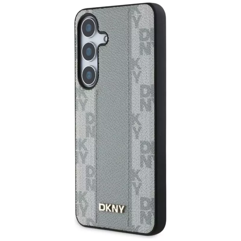 DKNY Δερμάτινη Checkered Pattern MagSafe Θήκη για Samsung Galaxy S25 - Taupe