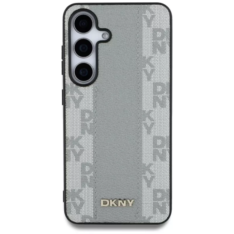 DKNY Δερμάτινη Checkered Pattern MagSafe Θήκη για Samsung Galaxy S25 - Taupe