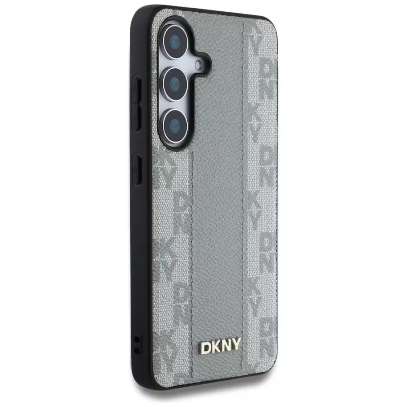 DKNY Δερμάτινη Checkered Pattern MagSafe Θήκη για Samsung Galaxy S25 - Taupe