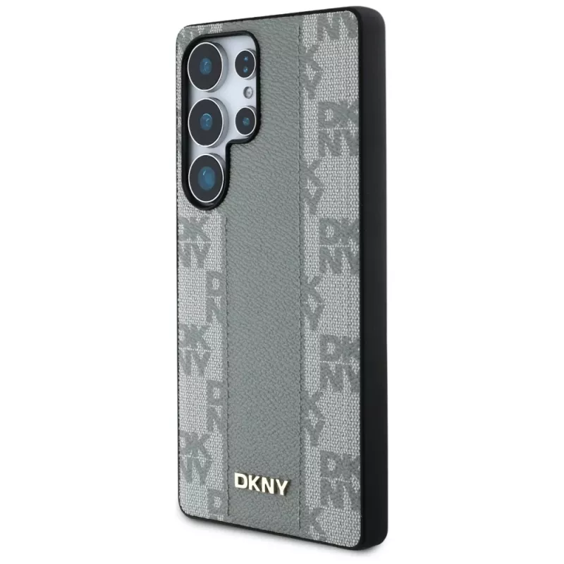 DKNY Δερμάτινη Checkermuster MagSafe Θήκη για Samsung Galaxy S25 Ultra - Taupe