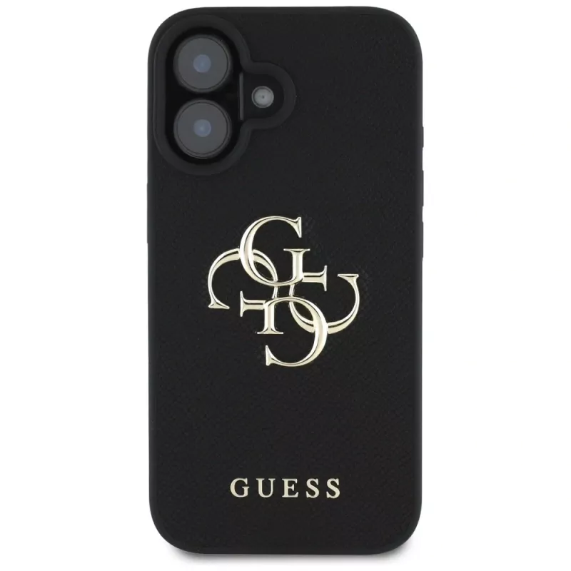Guess Grained Big 4G Logo Small Classic Logo Θήκη για iPhone 16 (Μαύρο)