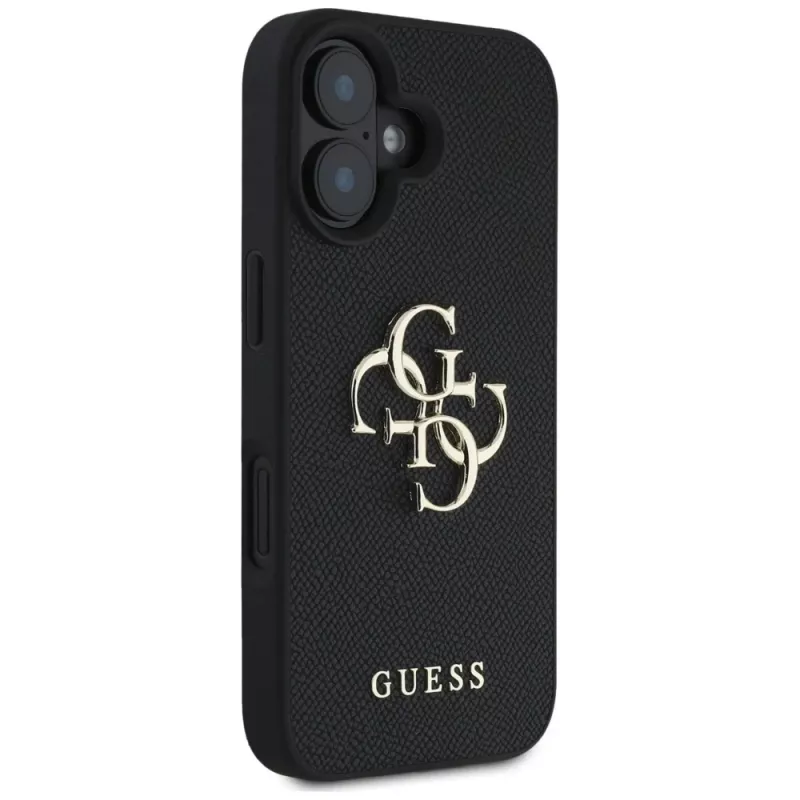 Guess Grained Big 4G Logo Small Classic Logo Θήκη για iPhone 16 (Μαύρο)