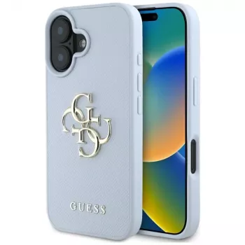 Guess Grained Big 4G Logo Small Classic Logo Θήκη για Apple iPhone 16 - Μπλε