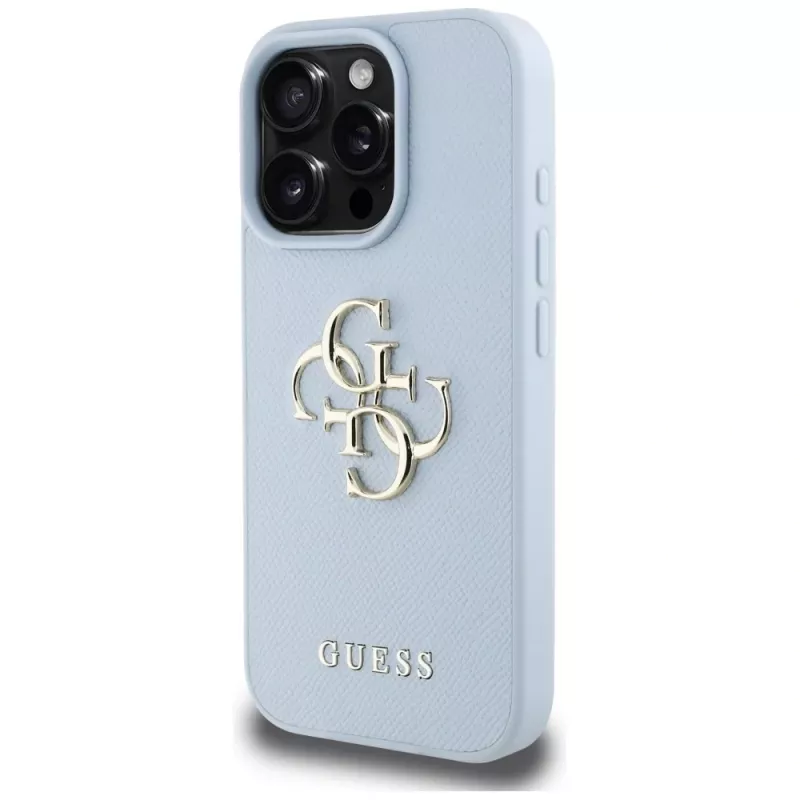 Guess Grained Big 4G Logo Small Classic Logo Θήκη για iPhone 16 Pro (Μπλε)