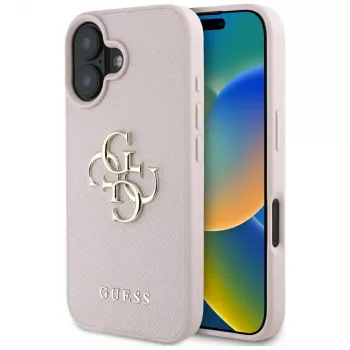 Guess Grained Big 4G Logo Small Classic Logo Θήκη για Apple iPhone 16 - Pink