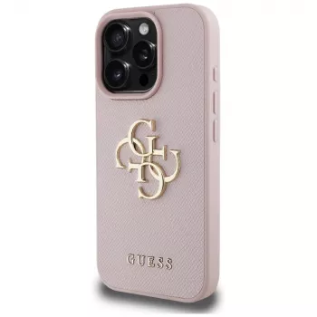 Guess Grained Big 4G Logo Small Classic Logo Θήκη για Apple iPhone 16 Pro (Pink)