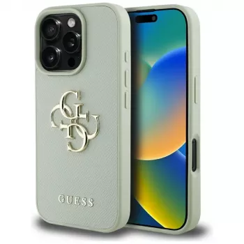 Guess Grained Big 4G Logo Small Classic Logo Θήκη για Apple iPhone 16 Pro Max - Πράσινο