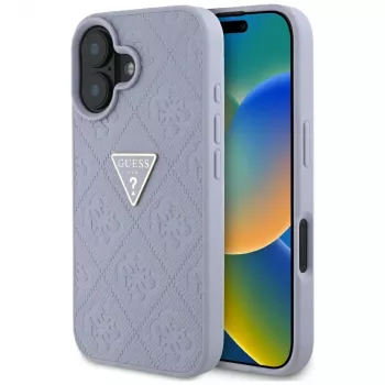 Guess Hot Stamp 4G Pattern Triangle Metal Logo Θήκη για iPhone 16 (Μωβ)