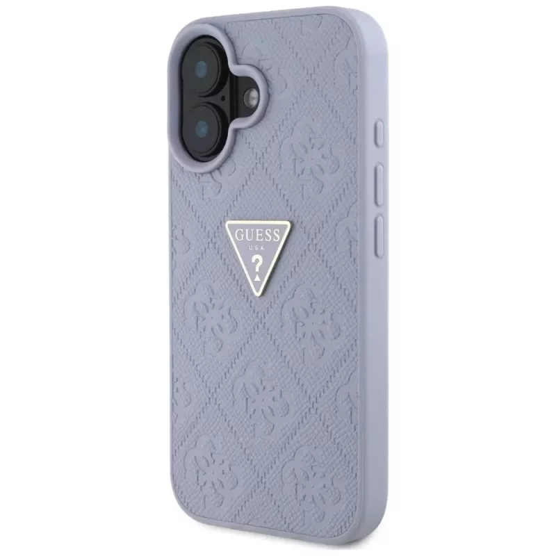 Guess Hot Stamp 4G Pattern Triangle Metal Logo Θήκη για iPhone 16 (Μωβ)