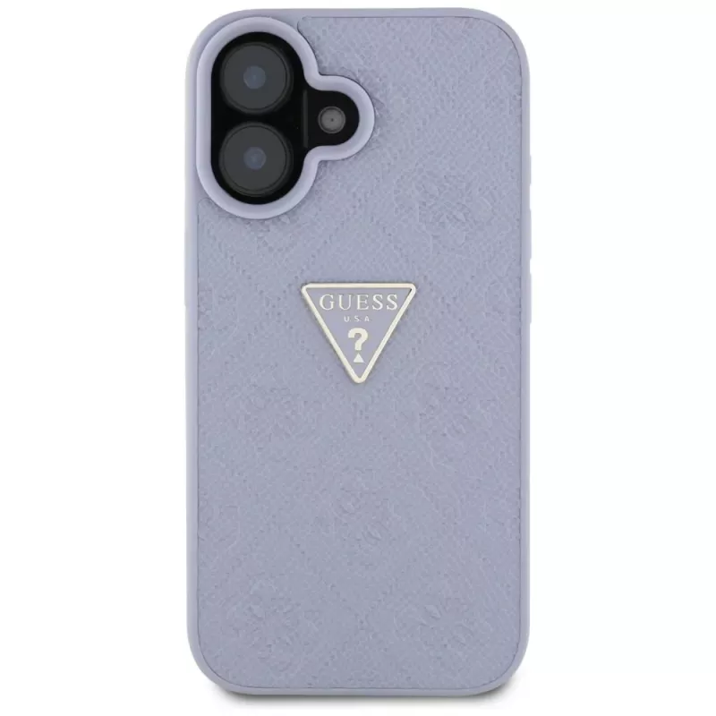 Guess Hot Stamp 4G Pattern Triangle Metal Logo Θήκη για iPhone 16 (Μωβ)