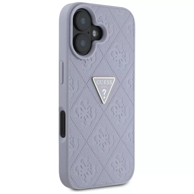Guess Hot Stamp 4G Pattern Triangle Metal Logo Θήκη για iPhone 16 (Μωβ)