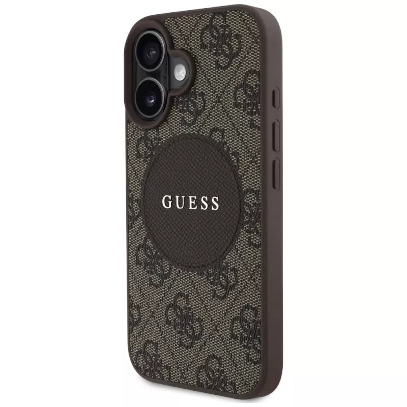 Guess 4G Circle Classic Logo MagSafe Θήκη για iPhone 16, Καφέ