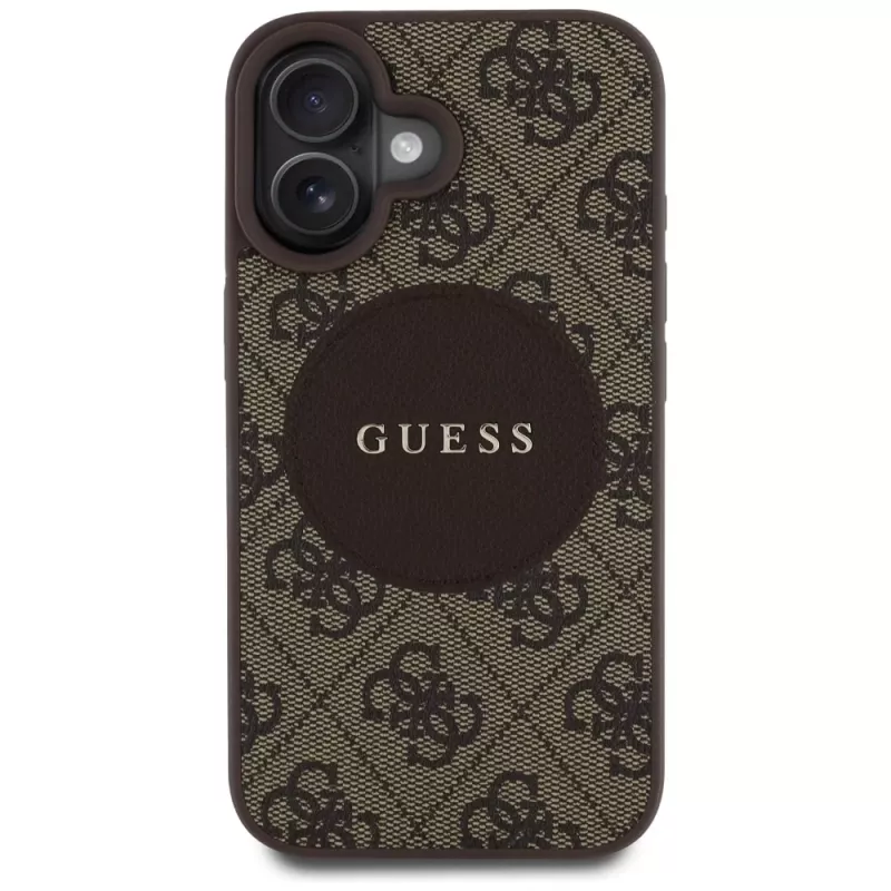 Guess 4G Circle Classic Logo MagSafe Θήκη για iPhone 16, Καφέ