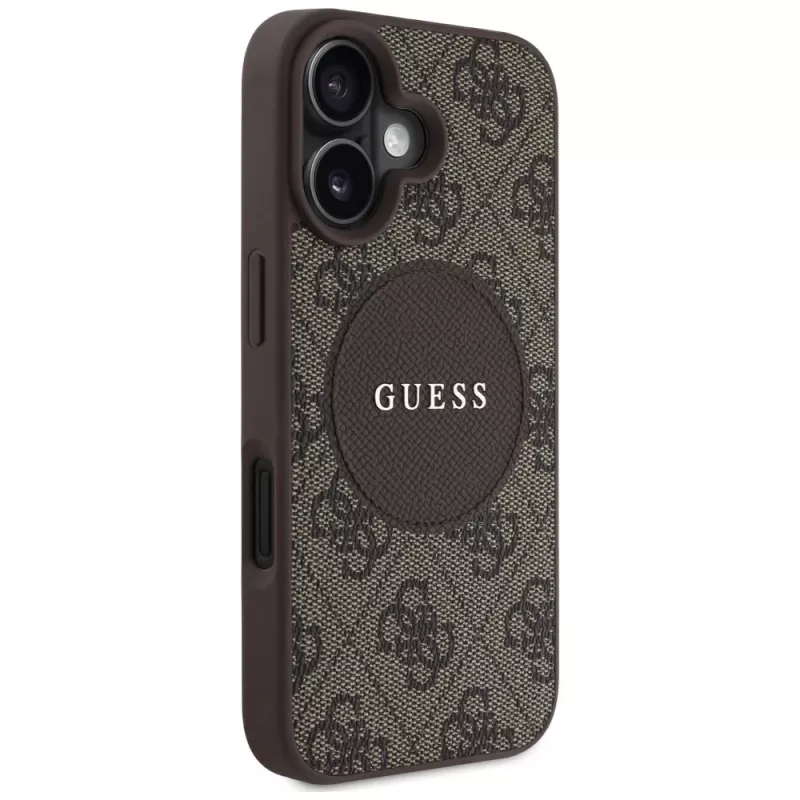 Guess 4G Circle Classic Logo MagSafe Θήκη για iPhone 16, Καφέ