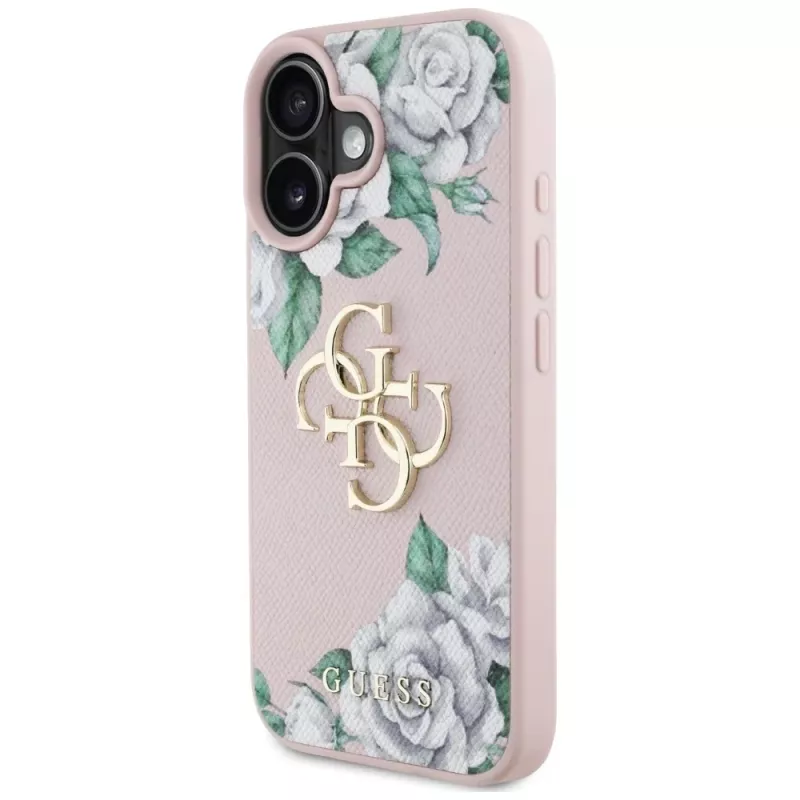 Guess Grained Roses Big 4G Logo Θήκη για Apple iPhone 16 - Pink