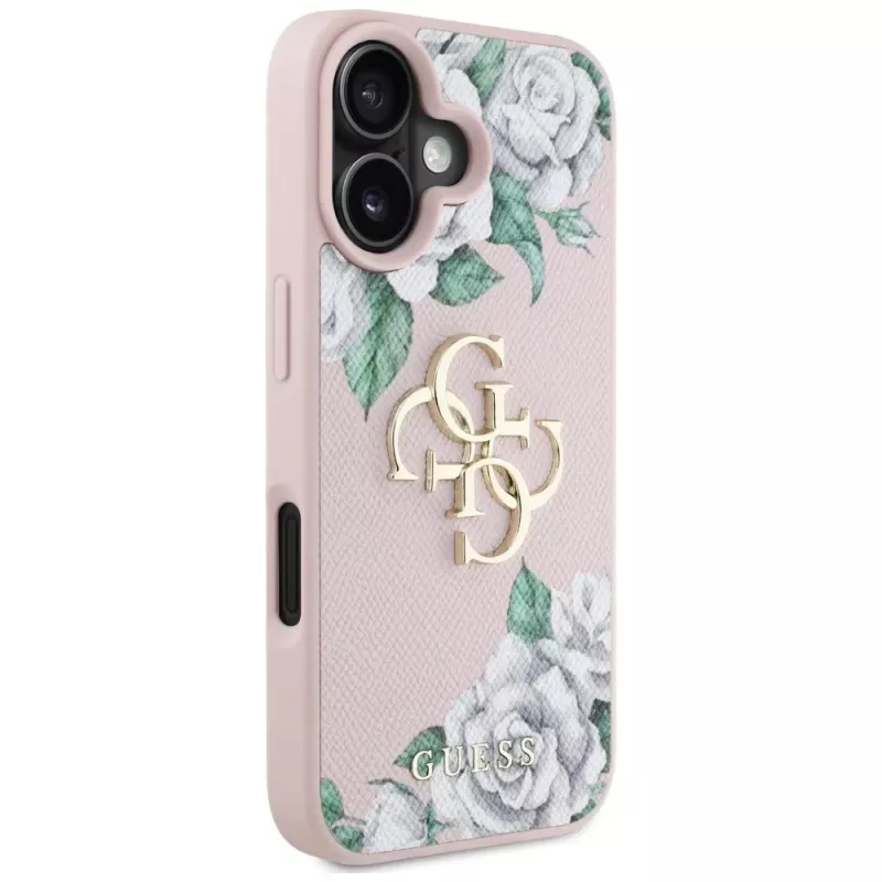 Guess Grained Roses Big 4G Logo Θήκη για Apple iPhone 16 - Pink