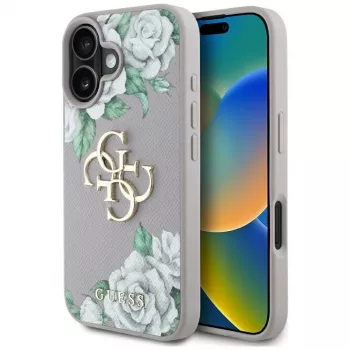 Guess Grained Roses Big 4G Logo Θήκη για Apple iPhone 16 - Μωβ