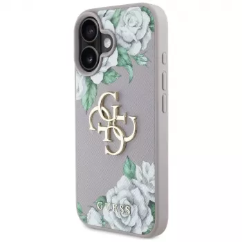 Guess Grained Roses Big 4G Logo Θήκη για Apple iPhone 16 - Μωβ
