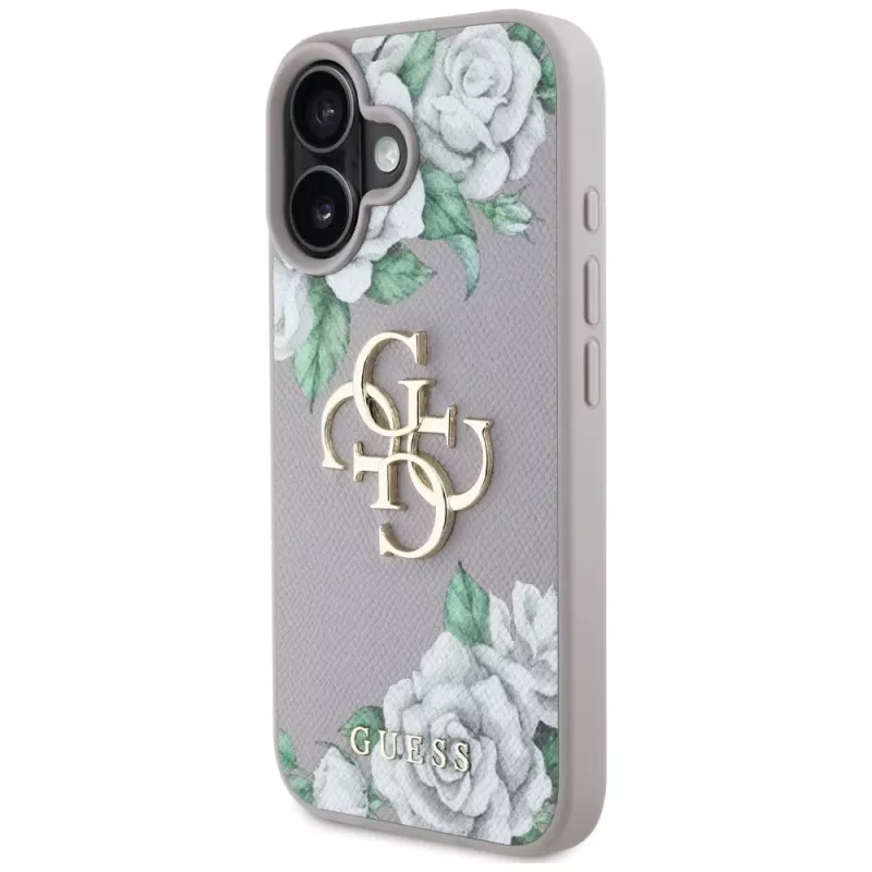 Guess Grained Roses Big 4G Logo Θήκη για Apple iPhone 16 - Μωβ