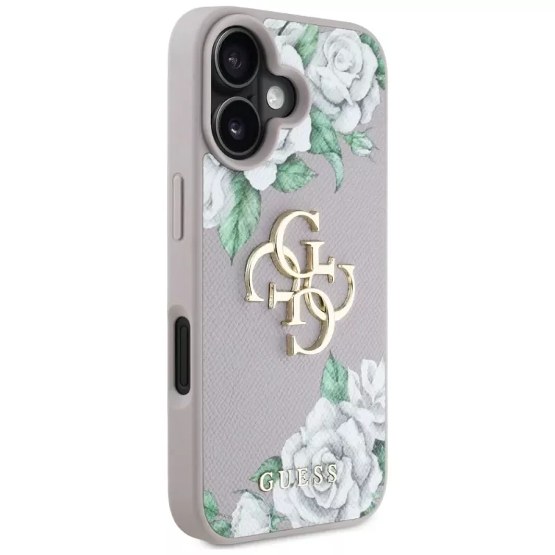 Guess Grained Roses Big 4G Logo Θήκη για Apple iPhone 16 - Μωβ