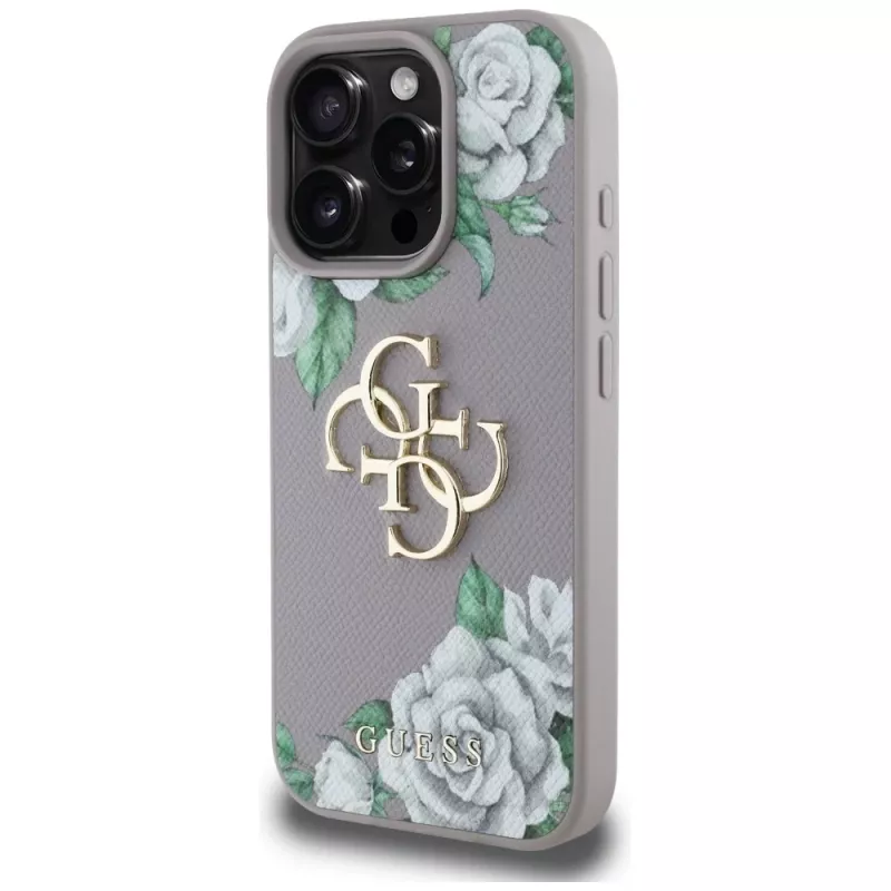 Guess Grained Roses Big 4G Logo Θήκη για Apple iPhone 16 Pro Max - Μωβ