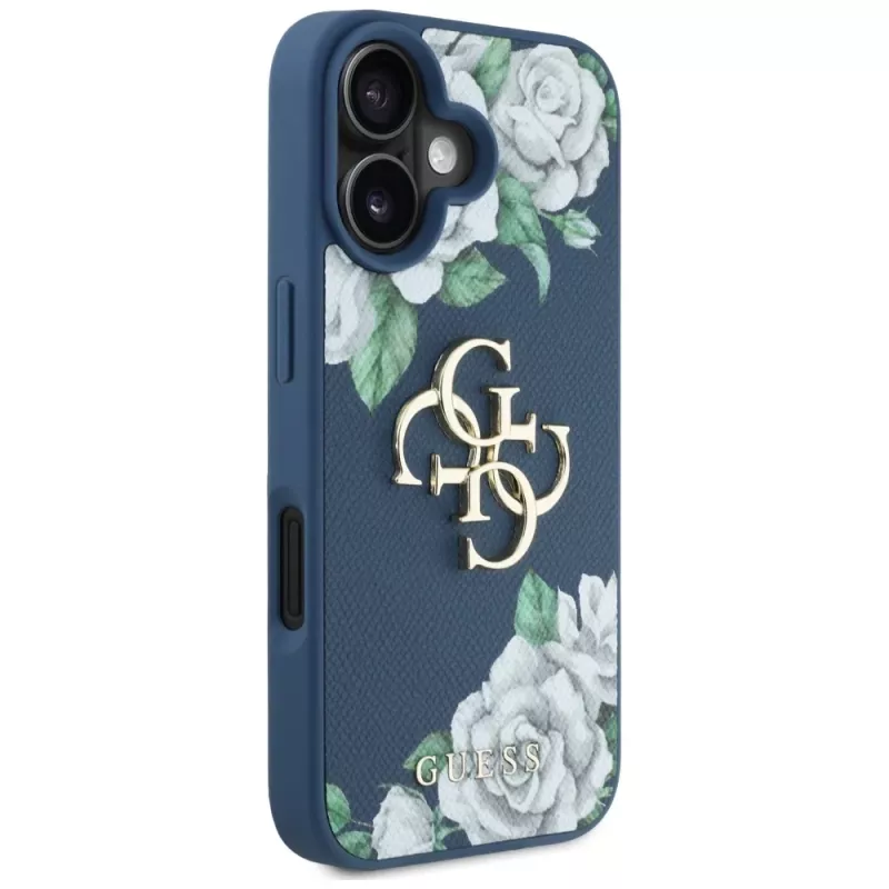 Guess Grained Roses Big 4G Logo Θήκη για Apple iPhone 16 - Μπλε
