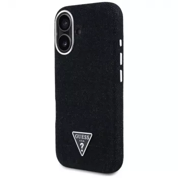Guess Denim Triangle Logo MagSafe Θήκη για iPhone 16 Μαύρο