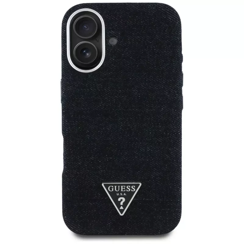 Guess Denim Triangle Logo MagSafe Θήκη για iPhone 16 Μαύρο