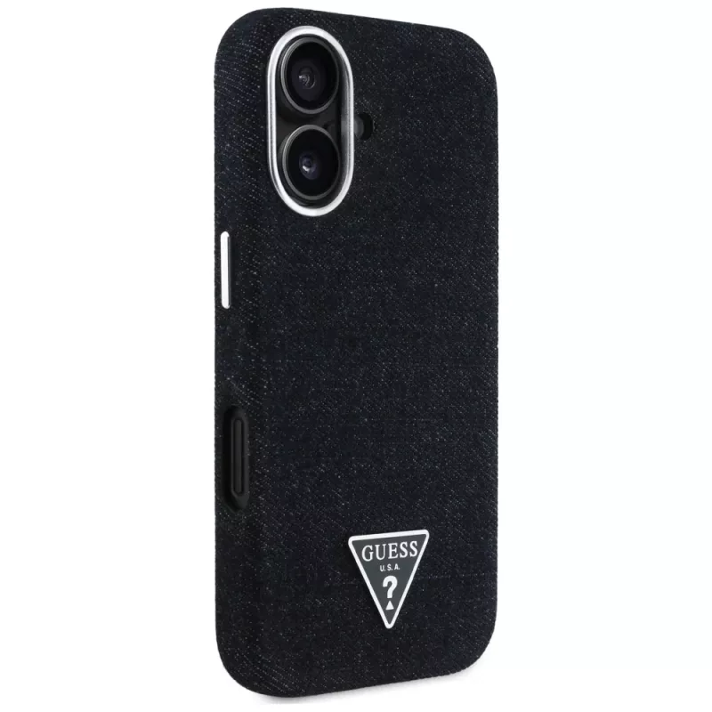 Guess Denim Triangle Logo MagSafe Θήκη για iPhone 16 Μαύρο