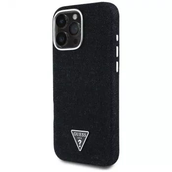 Guess Denim Triangle Logo MagSafe Θήκη για Apple iPhone 16 Pro Max, Μαύρο