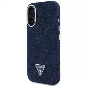 Guess Denim Triangle Logo MagSafe Θήκη για iPhone 16 Μπλε