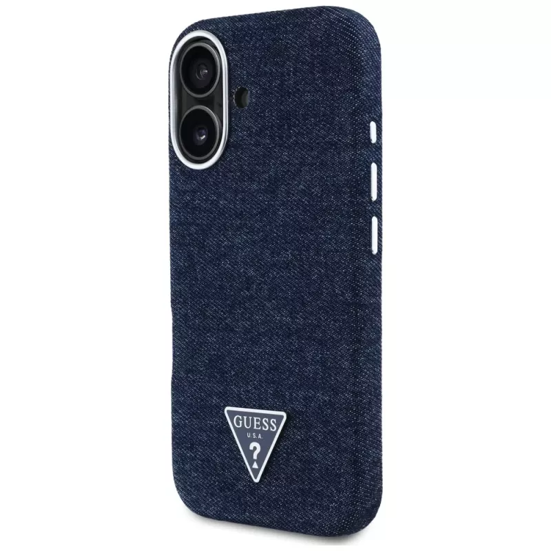 Guess Denim Triangle Logo MagSafe Θήκη για iPhone 16 Μπλε