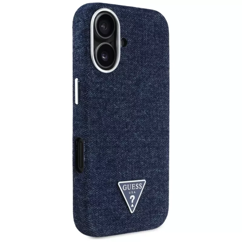Guess Denim Triangle Logo MagSafe Θήκη για iPhone 16 Μπλε